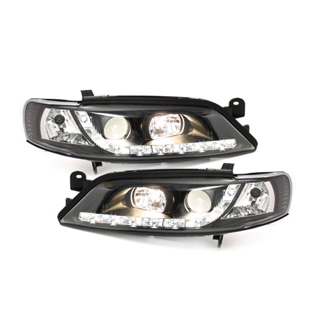 Phares DAYLINE Opel Vectra B 99-02 avec feux diurne LED  Noir