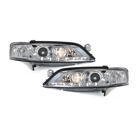 Phares DAYLINE Opel Vectra B 96-99 avec feux diurne LED  Chrome