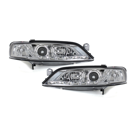 Phares DAYLINE Opel Vectra B 96-99 avec feux diurne LED  Chrome