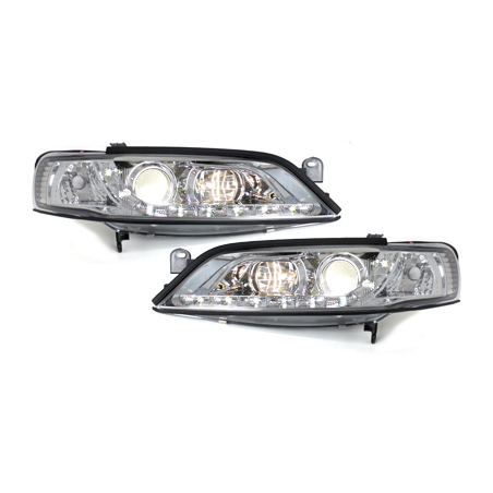 Phares DAYLINE Opel Vectra B 96-99 avec feux diurne LED  Chrome