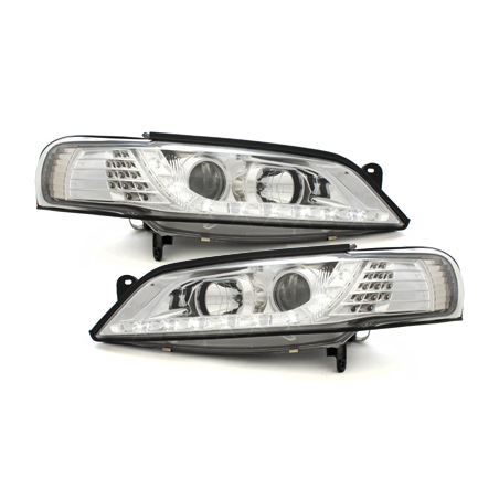 Phares DAYLINE Opel Vectra B 96-99 avec feux diurne LED  Chrome