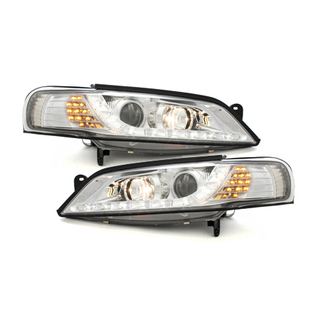 Phares DAYLINE Opel Vectra B 96-99 avec feux diurne LED  Chrome