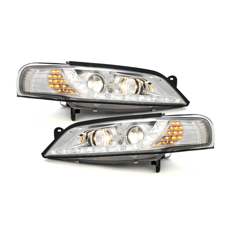 Phares DAYLINE Opel Vectra B 96-99 avec feux diurne LED  Chrome