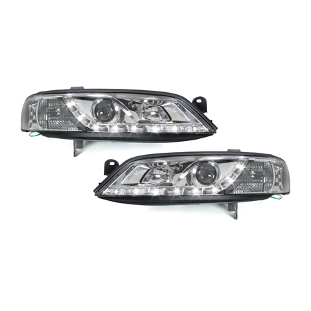 Phares DAYLINE Opel Vectra B 99-02 avec feux diurne LED  Chrome