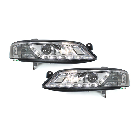 Phares DAYLINE Opel Vectra B 99-02 avec feux diurne LED  Chrome