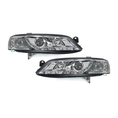 Phares DAYLINE Opel Vectra B 99-02 avec feux diurne LED  Chrome