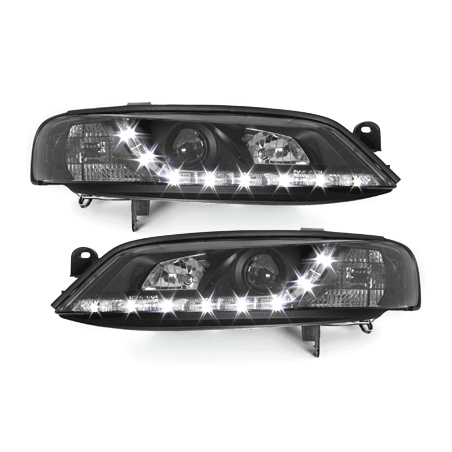 Phares DAYLINE Opel Vectra B 99-02 avec feux diurne LED  Noir