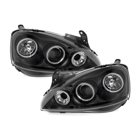 Phares Opel Corsa C 01-06  avec anneaux lumineux angel eyes CCFL  Noir