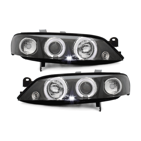 Phares Opel Vectra B 96-99  avec 2 Anneaux lumineux Angel Eyes   Noir