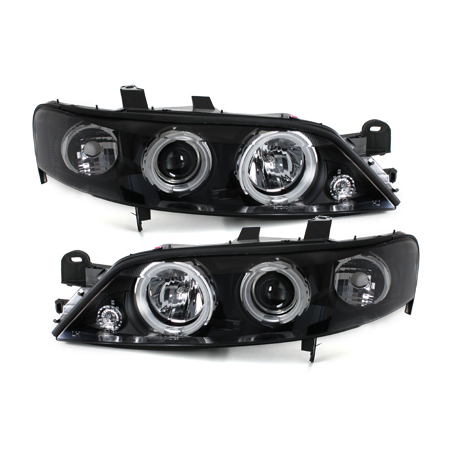 Phares Opel Vectra B 96-99  avec anneaux lumineux angel eyes CCFL  Noir