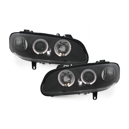 Phares Opel Omega B 94-99  avec 2 Anneaux lumineux Angel Eyes  Noir