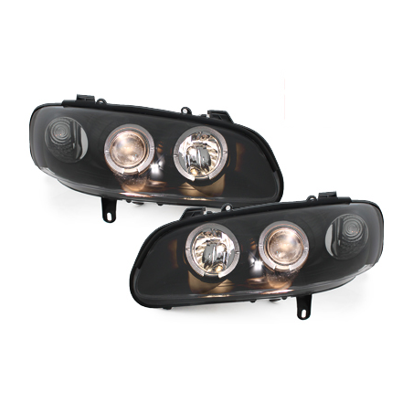 Phares Opel Omega B 94-99  avec 2 Anneaux lumineux Angel Eyes  Noir