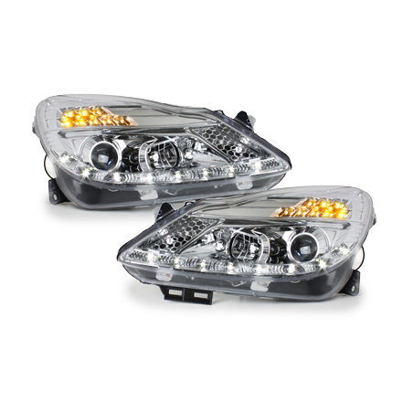 Phares DAYLINE Opel Corsa Droite 06+  avec feux diurne LED  Chrome