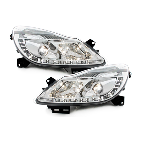 Phares DAYLINE Opel Corsa Droite 06+  avec feux diurne LED  Chrome