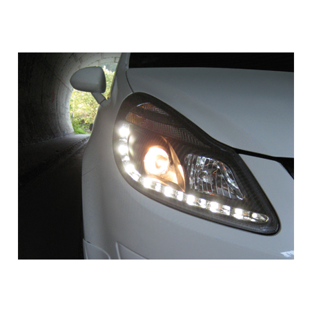 Phares DAYLINE Opel Corsa Droite 06+  avec feux diurne LED  Noir