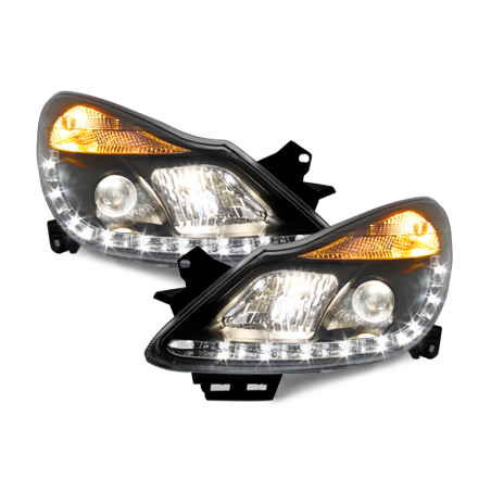 Phares DAYLINE Opel Corsa Droite 06+  avec feux diurne LED  Noir