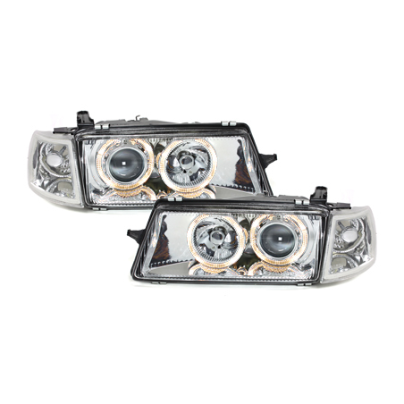 Phares Opel Vectra A 88-95  avec 2 Anneaux lumineux Angel Eyes   Chrome