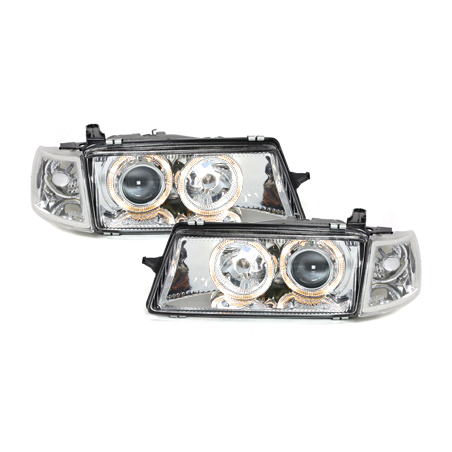 Phares Opel Vectra A 88-95  avec 2 Anneaux lumineux Angel Eyes   Chrome