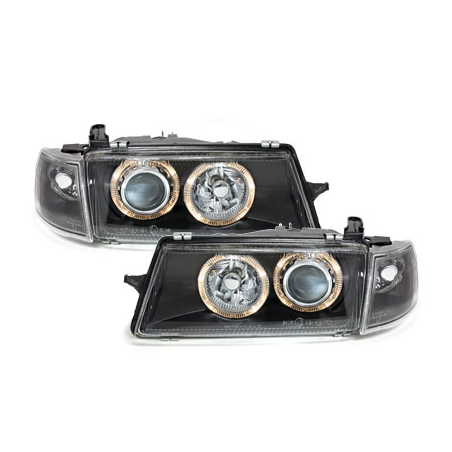 Phares Opel Vectra A 88-95  avec 2 Anneaux lumineux Angel Eyes   Noir