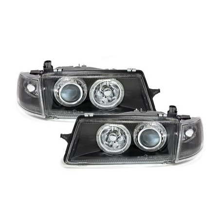 Phares Opel Vectra A 88-95  avec 2 Anneaux lumineux Angel Eyes   Noir