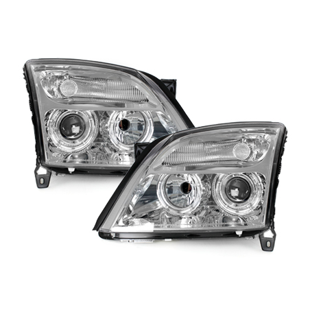 Phares Opel Vectra C 02-08/05 avec 2 Anneaux lumineux Angel Eyes   Chrome