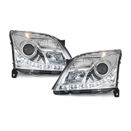 Phares DAYLINE Opel Vectra C 02-08/05 avec Feux Diurne LED  Chrome