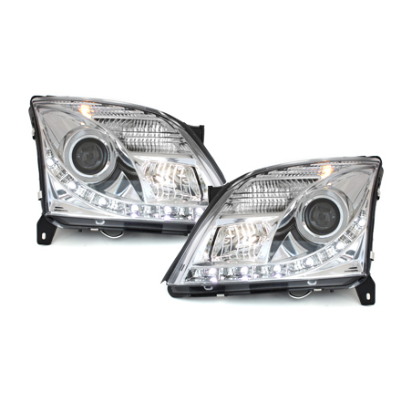 Phares DAYLINE Opel Vectra C 02-08/05 avec Feux Diurne LED  Chrome