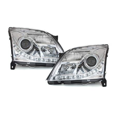 Phares DAYLINE Opel Vectra C 02-08/05 avec Feux Diurne LED  Chrome