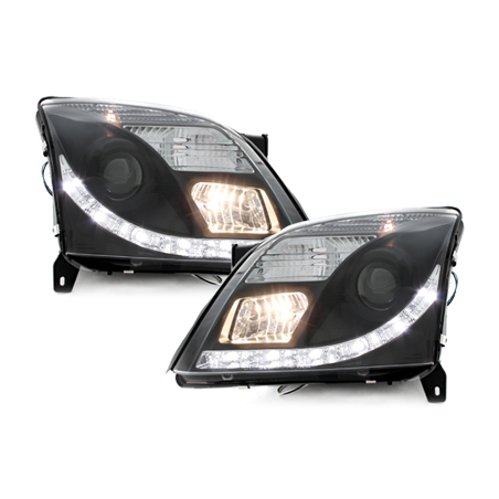 Phares DAYLINE Opel Vectra C 02-08/05 avec Feux Diurne LED Noir