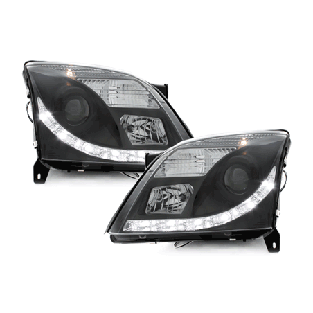 Phares DAYLINE Opel Vectra C 02-08/05 avec Feux Diurne LED Noir