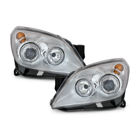 Phares Opel Astra H _04-09 avec 2 Anneaux lumineux Angel Eyes  Chrome