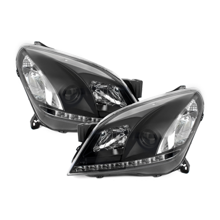 Phares DAYLINE Opel Astra H 04-09  avec Feux Diurne LED   Noir