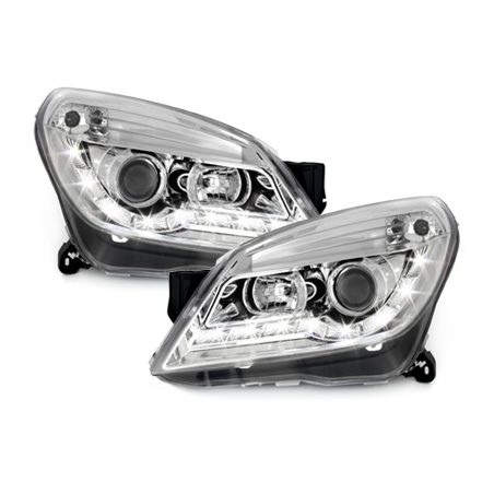 Phares DAYLINE Opel Astra H 04-09  avec Feux Diurne LED   Chrome