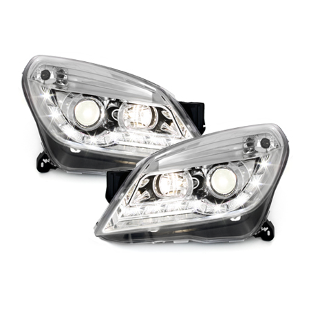 Phares DAYLINE Opel Astra H 04-09  avec Feux Diurne LED   Chrome