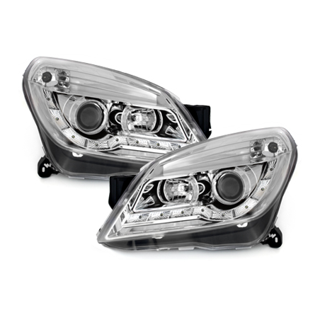 Phares DAYLINE Opel Astra H 04-09  avec Feux Diurne LED   Chrome