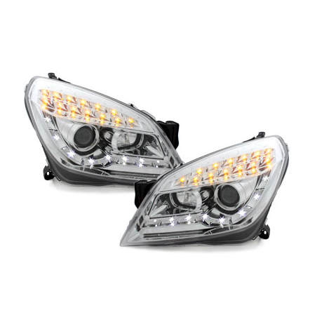 Phares DAYLINE Opel Astra H 04-09  avec Feux Diurne LED   Chrome