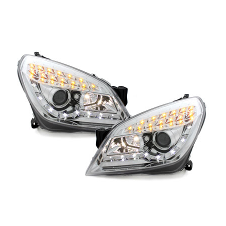 Phares DAYLINE Opel Astra H 04-09  avec Feux Diurne LED   Chrome