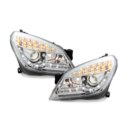 Phares DAYLINE Opel Astra H 04-09  avec Feux Diurne LED   Chrome