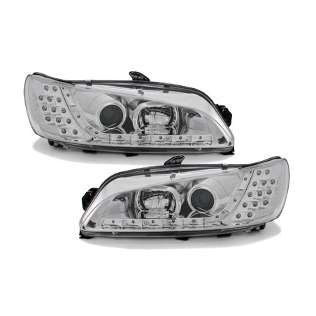 Phares DAYLINE Peugeot 306 97-00  avec feux diurne LED  Chrome