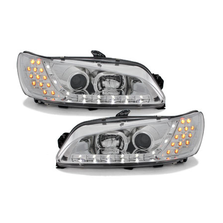 Phares DAYLINE Peugeot 306 97-00  avec feux diurne LED  Chrome