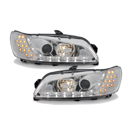 Phares DAYLINE Peugeot 306 97-00  avec feux diurne LED  Chrome