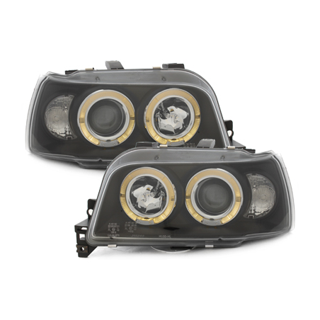 Phares Renault Clio I 90-96  avec 2 Anneaux lumineux Angel Eyes   Noir