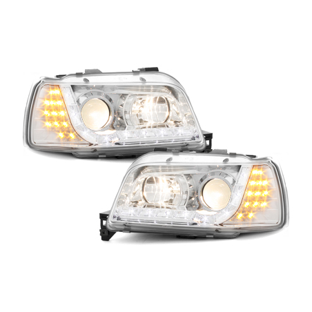 Phares DAYLINE Renault Clio I 90-96 avec Feux Diurne Led  Chrome