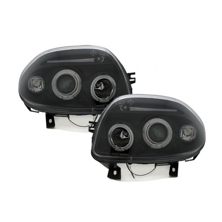 Phares Renault Clio II 98-01  avec 2 Anneaux lumineux Angel Eyes   Noir