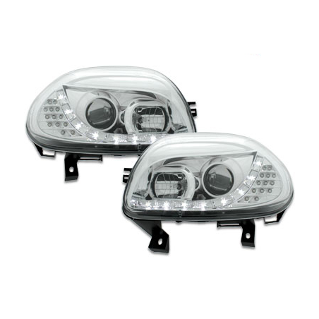 Phares DAYLINE Renault Clio II 98-01 avec Feux Diurne Led Chrome