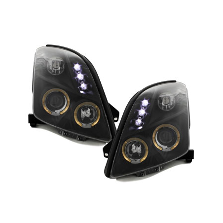 Phares Suzuki Swift 05-10 avec 2 Anneaux lumineux Angel Eyes  Noir