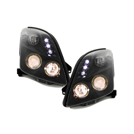 Phares Suzuki Swift 05-10 avec 2 Anneaux lumineux Angel Eyes  Noir