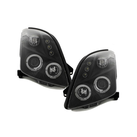 Phares Suzuki Swift 05-10 avec 2 Anneaux lumineux Angel Eyes  Noir