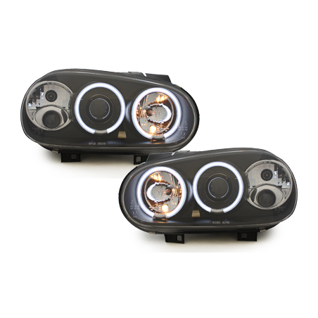 Phares VW Golf IV 97-04  avec anneaux lumineux angel eyes CCFL  Noir