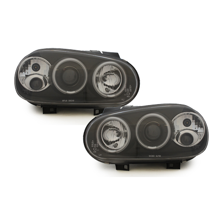 Phares VW Golf IV 97-04  avec anneaux lumineux angel eyes CCFL  Noir